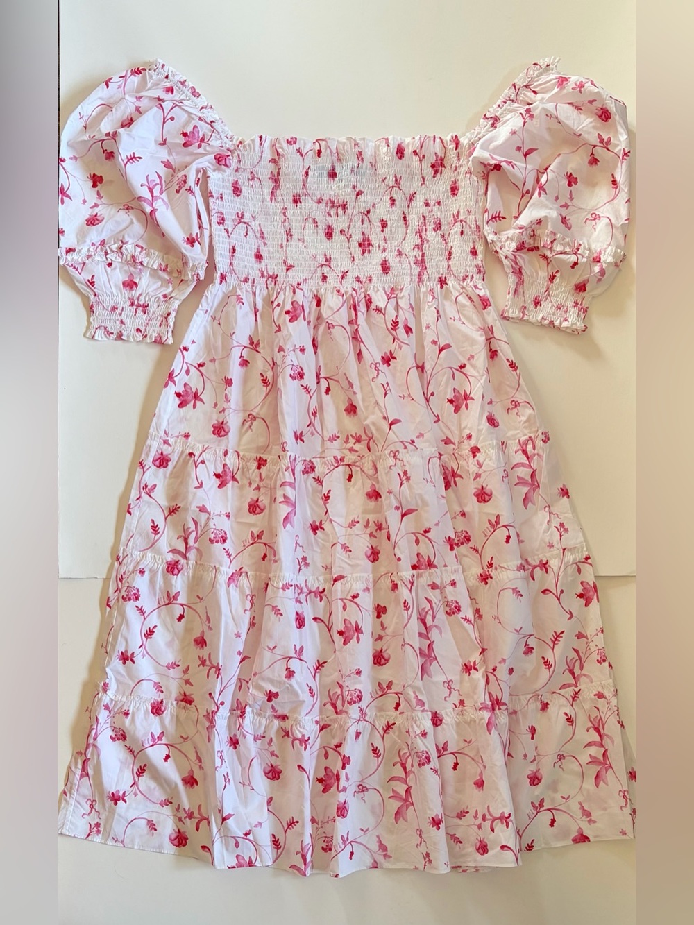 Hill House Pink Floral Puff-Sleeve Dress
